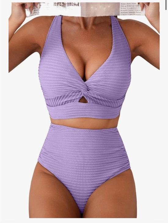 Other - Women's Textured Twist Front Top High Waisted Bikini Set Size Medium